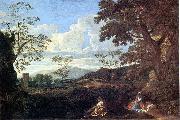 Paysage avec une femme se lavant les pieds Nicolas Poussin